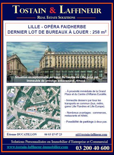 LILLE - OPERA FAIDHERBE : dernier lot de bureaux à louer